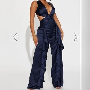 Satin Navy Jumpsuit